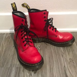 Bright red Doc Martens. Womens size 8